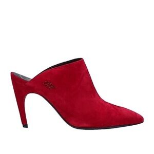 Roger Vivier Red Suede Pointed Toe Mules Size 36.5